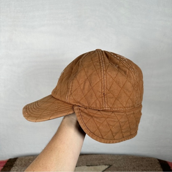 Carhartt Brown Quilted Cap vintage tan winter insulated ball baseball hat - Picture 7 of 12